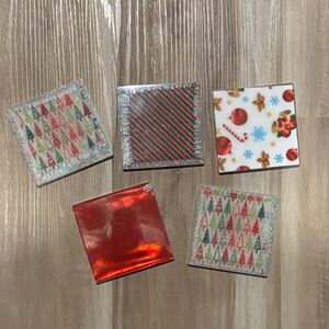 Festive Holiday Coasters Set - Red and Green